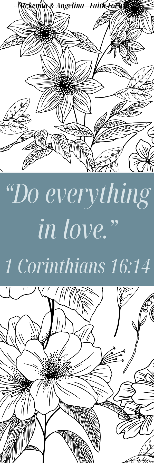 A bookmark featuring the verse 1 Corinthians 16:14.
